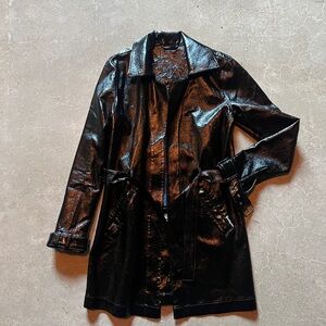 Glossy Black Trench Coat